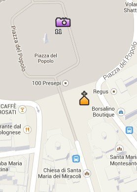 Clica aquí para conocer la Situación de la Iglesia de Santa Maria in Montesanto y de la Iglesia de Santa Maria dei Miracoli en el Mapa de Roma Situación de la Iglesia de Santa Maria in Montesanto y de la Iglesia de Santa Maria dei Miracoli en el Mapa de Roma